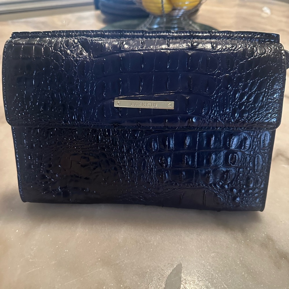 BRAHMIN  Navy Crocodile Embossed Bag (Clutch)